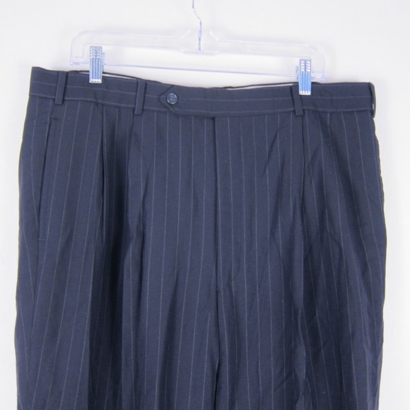 Brooks Brothers Suit Mens 43L Navy BrooksEase Wool 2 Button Two Piece Set Stripe - Picture 13 of 16